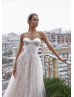 Strapless Satin Lace Dreamy Wedding Dress With Removable Sleeves